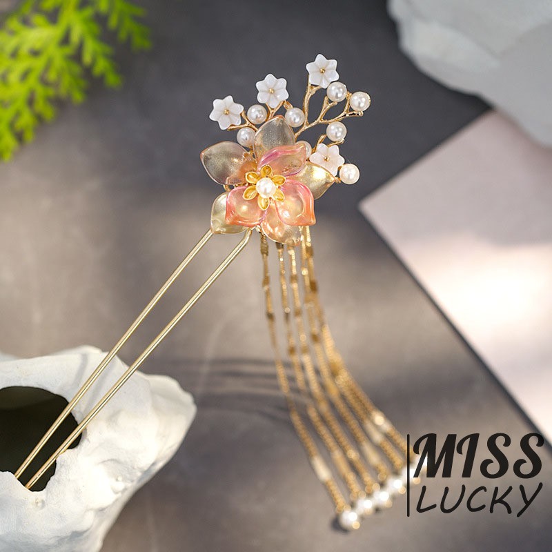 Trâm Cài Tóc Hình Hoa Đính Ngọc Trai Giả Thanh Lịch Cho Nữ