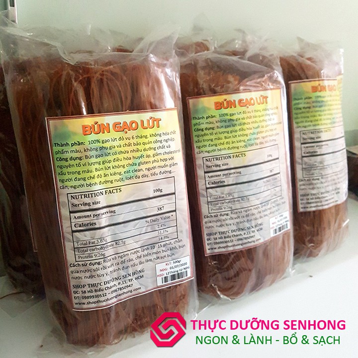 Bún gạo lứt đỏ 6 tháng (sợi 1mm - 500gr) Thực dưỡng Sen Hồng | BigBuy360 - bigbuy360.vn