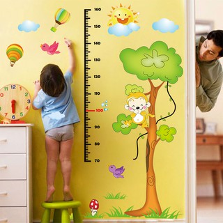 Decal dán tường đo chiều cao khỉ con
