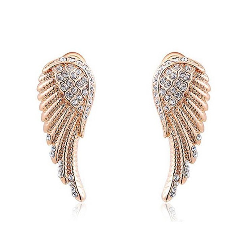 Khuyên Tai Mạ Vàng Trắng 18k Hình Đôi Cánh Thiên Thần