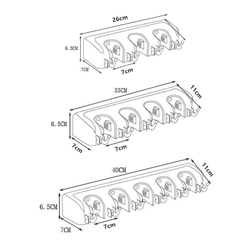 Giá Đỡ Cây Lau Nhà Bằng Nhựa ABS Đa Năng Kèm Móc Tiện Dụng Cho Nhà Bếp / Phòng Tắm