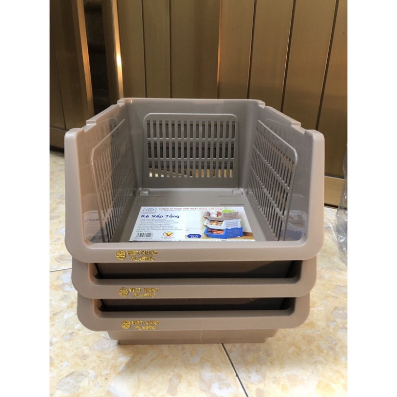 1 kệ xếp tầng nhựa Việt Nhật, kệ đựng đồ gấp gọn - giá bán ở trên là 1 tầng