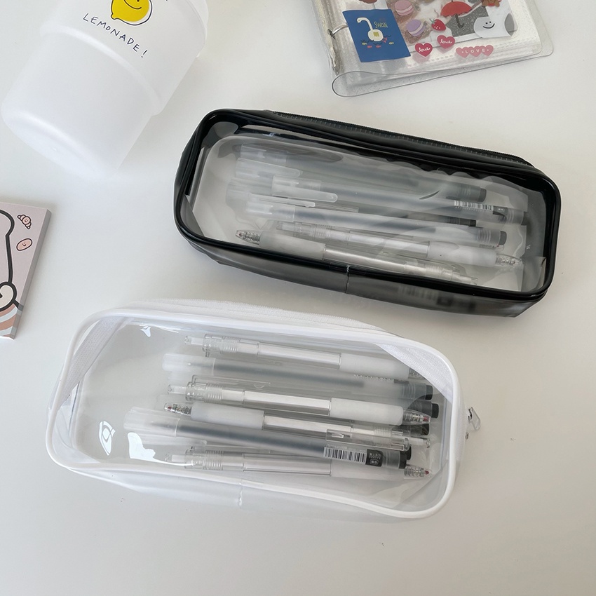 (miễn phí gửi hình dán)Hộp Bút Trong Suốt Cỡ Lớn Kiểu Nhật Bản Đơn Giản