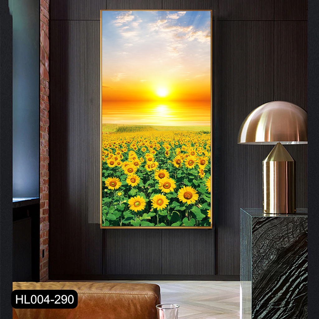 Tranh canvas treo tường hoa hướng dương khổ dọc HL290 - 50 x 100 cm