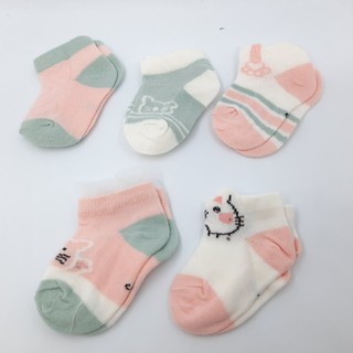bộ 5 đôi vớ cotton bé gái màu hồng siêu dễ thương