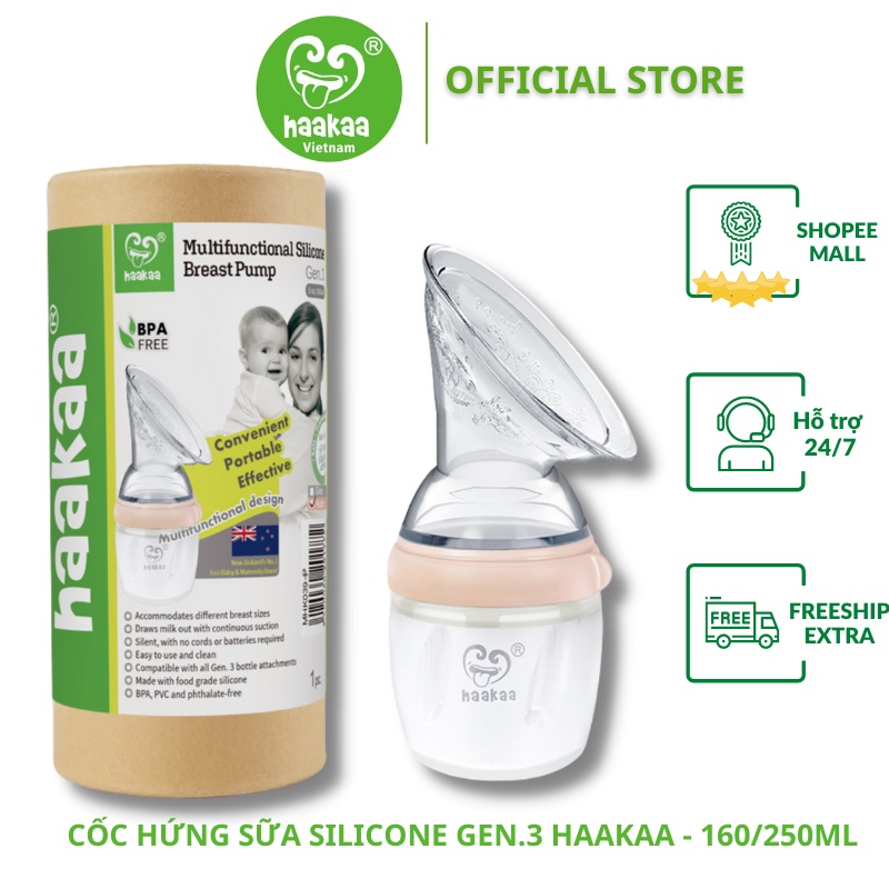 Cốc hứng sữa Gen.3 Haakaa | Dung tích 160ml và 250ml | Máy hút sữa silicon