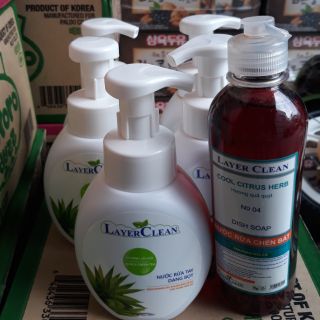 (Mua 4 +1c 300) chai Nước rữa tay hữu cơ layer clean 330ml