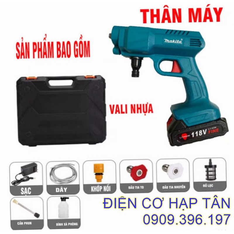 MÁY RỬA XE DÙNG PIN MAKITA 118V - MÁY RỬA XE GIA ĐÌNH - MÁY XỊT TƯỚI HOA  , MÁY RỬA MÁY LẠNH - GỒM 2 PIN