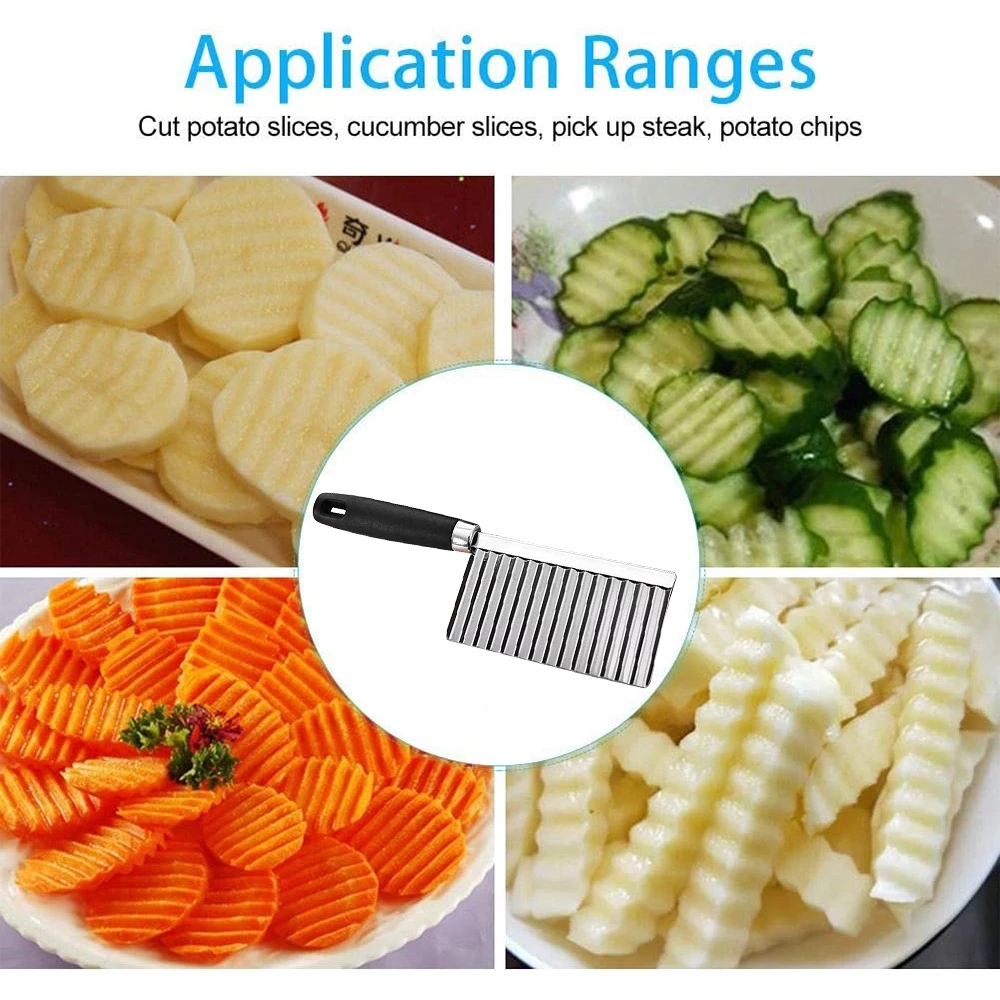 Dụng cụ cắt khoai tây gợn sóng đa năng bằng thép không gỉ chất lượng cao