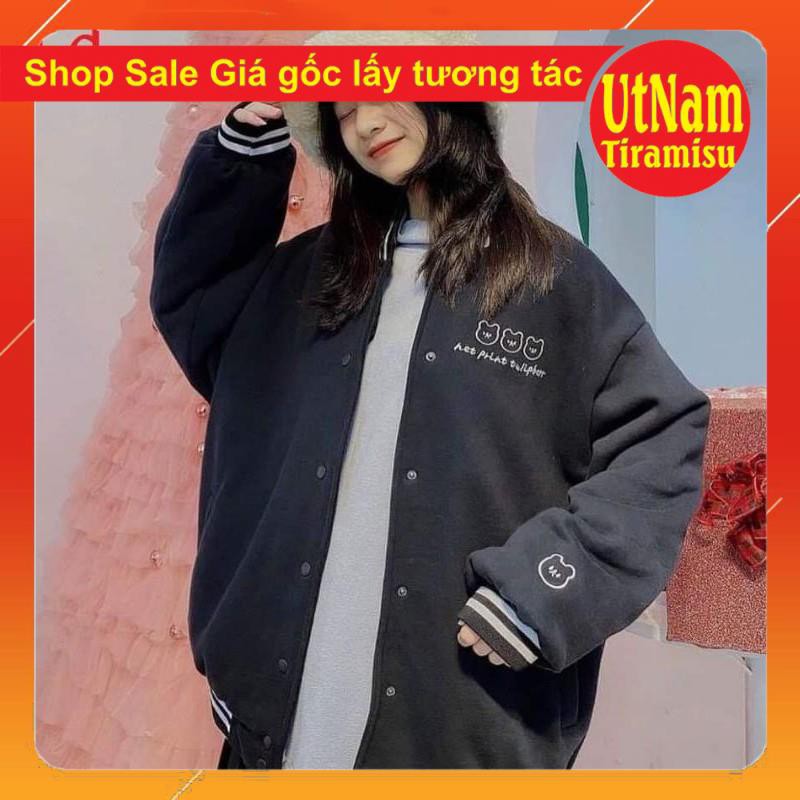 [ Mã FAMAYWA giảm 10K đơn 50K] Áo khoác bomber jacket Nam nữ form thụng unisex giá rẻ Gấu In tay ngực | BigBuy360 - bigbuy360.vn