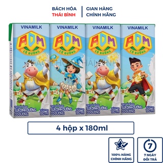 Lốc 4 Hộp Sữa Tươi Dinh Dưỡng ADM Vinamilk Hộp to 180ml
