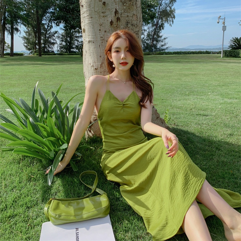 Đầm Hai Dây Dáng Dài Form Ôm Phong Cách Kỳ Nghỉ