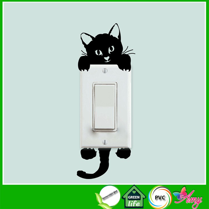 [RẺ VÔ ĐỊCH] Decal dán công tắc mèo đen ngộ nghĩnh AmyShop trang trí nhà cửa sáng tạo