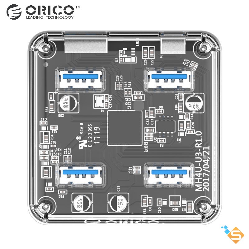 Bộ Hub USB ORICO MH4U-U3 4 Cổng USB 3.0 5gbps Trong Suốt Dành Cho Laptop Tiện Dụng Chất Lượng Cao - Bảo Hành 1 Năm