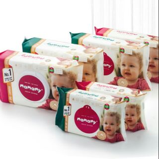 Combo 10 gói khăn giấy ướt Mamamy màu xanh không mùi 80M
