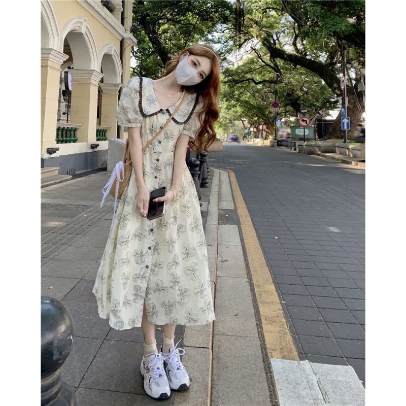 Đầm Tay Phồng Cổ Búp Bê Họa Tiết Hoa Phong Cách Pháp Thời Trang Mùa Hè Dành Cho Nữ 2022