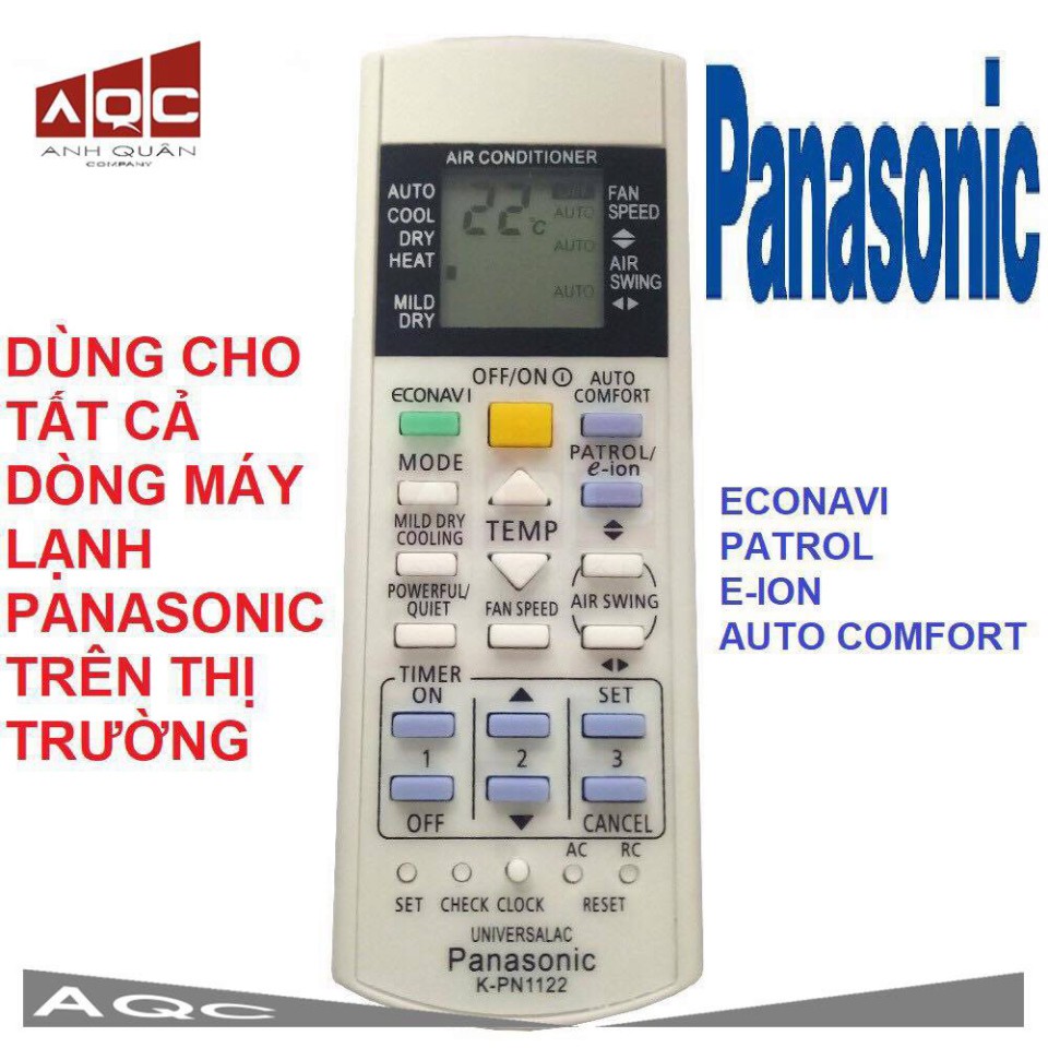 @ Remote máy lạnh PANASONIC K-PN1122 - Điều khiển điều hòa PANASONIC 1 chiều 2 chiều đa năng cho các dòng panasonic