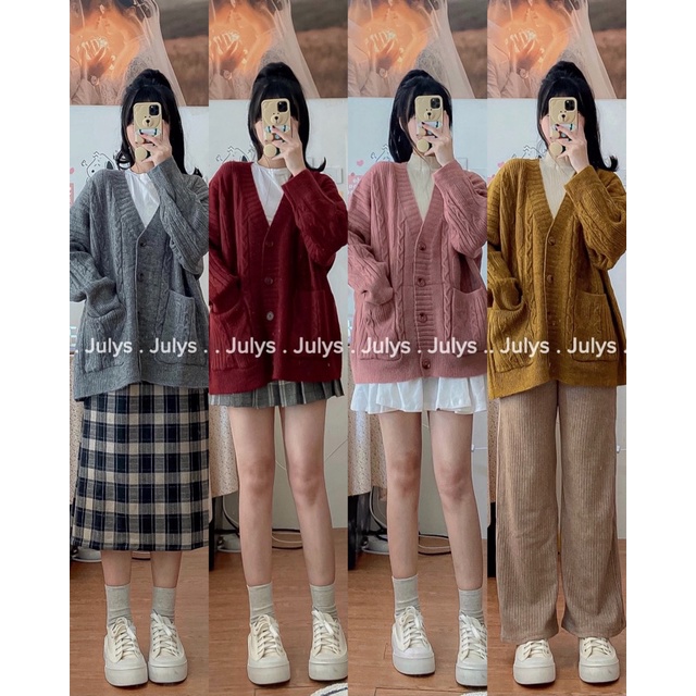 Áo cardigan len thừng 2 túi (ảnh thật shop chụp kèm video)