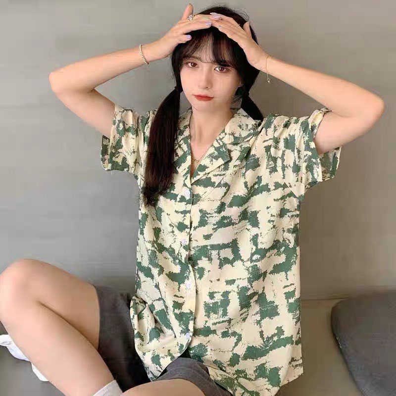Sơ mi họa tiết vàng kem xanh | 11 HIN
