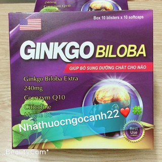 Ginkgo Biloba 240mg Bổ não, tăng cường tuần hoàn máu hiệu quả hộp 100 viên