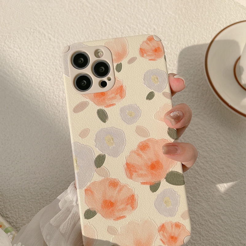 ốp iphone 11 Ốp điện thoại bằng silicon TPU giả da họa tiết hoa cho iPhone 11 Pro Max X Xr Xs Max 7 8 Plus Se 2020 12 pro max 12 mini