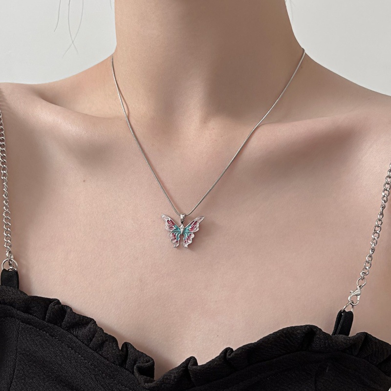 Vòng Cổ Choker Mặt Bướm Màu Cầu Vồng Có Thể Điều Chỉnh Kích Cỡ Dành Cho Nữ G