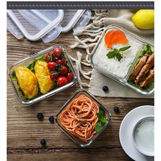 Thố Thủy Tinh Giữ Nhiệt 2 Ngăn Cao Cấp - Hộp Đựng Cơm Văn Phòng 1000ml