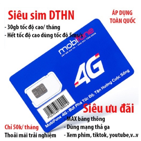 Sim 4G Mobifone 12DTHN SỬ DỤNG DATA MAX DUNG LƯỢNG, KHÔNG GIỚI HẠN TỐC ĐỘ TRUY CẬP INTERNET