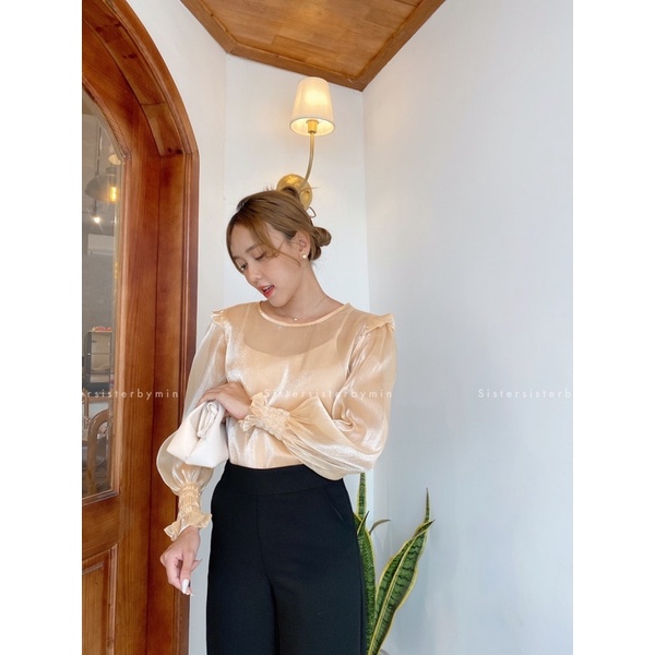SISTERSISTER - Áo kiểu tơ óng Ruffles top