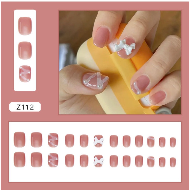 [Hàng mới về] Set 24 móng tay giả kèm keo dán sử dụng tiện lợi