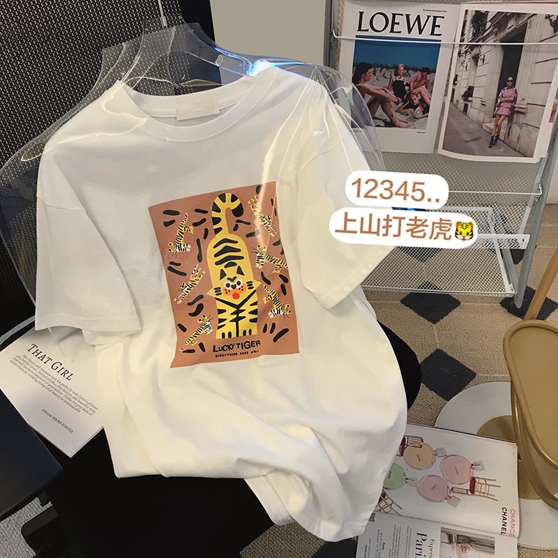 Áo Thun Tay Ngắn In Họa Tiết Phong Cách Hàn Quốc Thời Trang Xuân Hè Cho Nữ