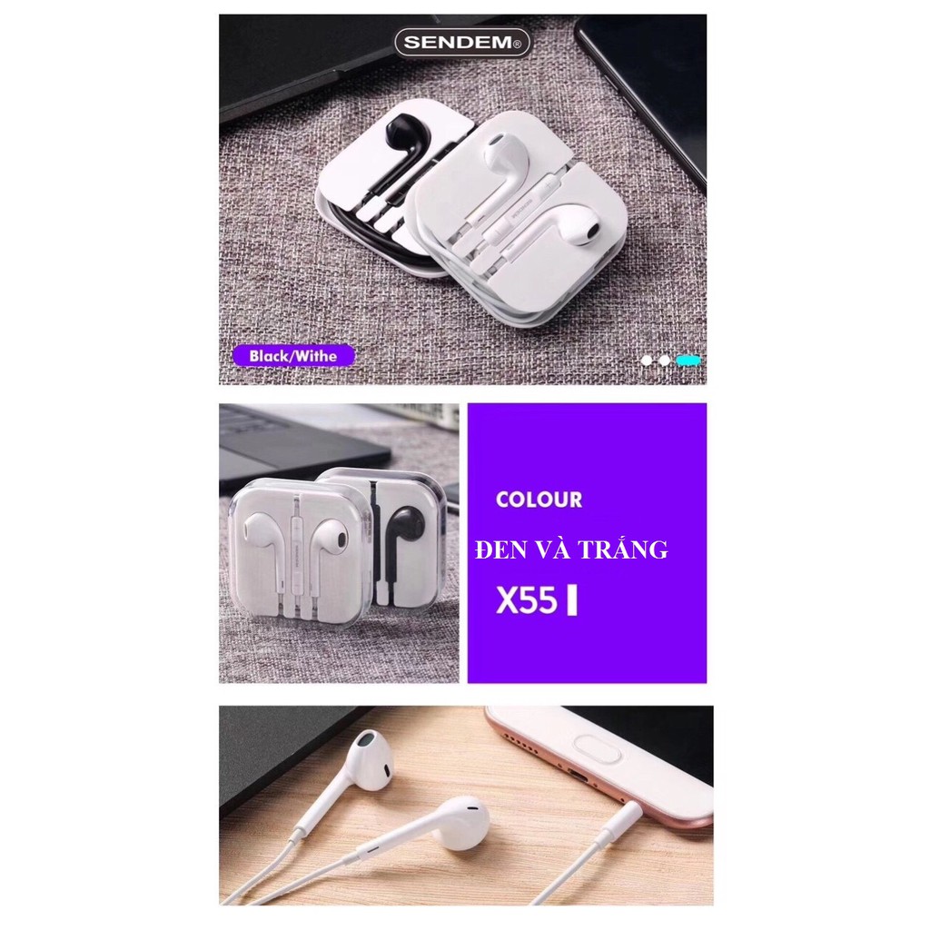 Tai nghe nhét tai SENDEM X55 Âm thanh siêu âm - Bass cực hay - Hàng chính hãng