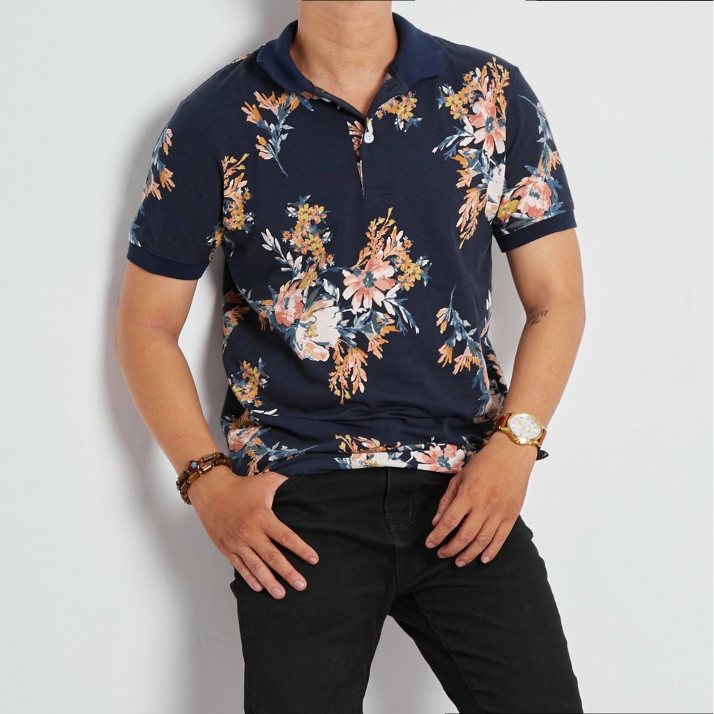 Áo thun Polo nam GAP 7M in họa tiết, chất vải Cotton lụa mềm mịn, chuẩn form basic - POLO4MAN CODE 4