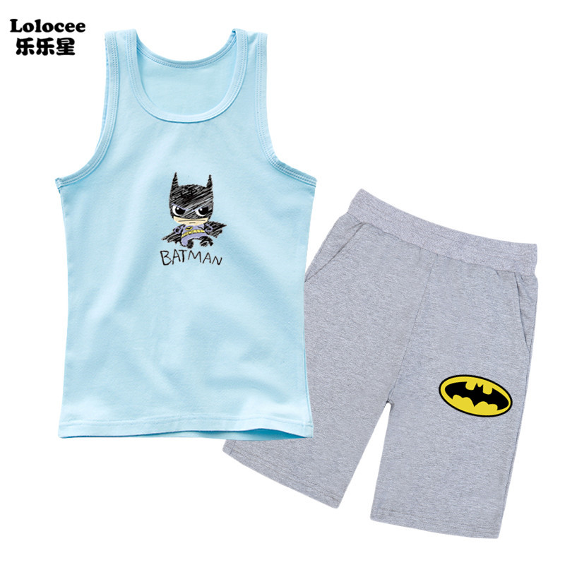Bộ quần áo không tay cho bé trai mùa hè Bộ quần áo thời trang Batman in Tank + quần short Bộ trang phục cho trẻ em trai