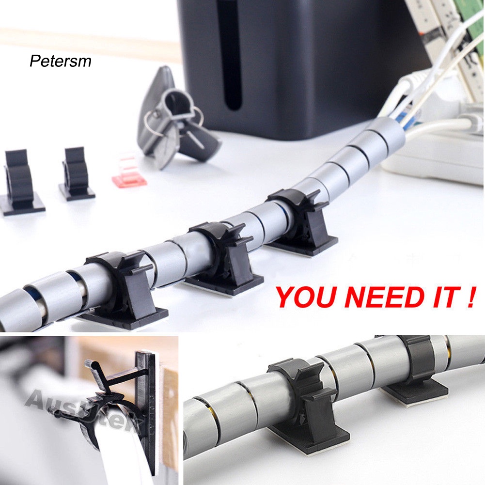 [PE]20Pcs Adhesive Cable Clip Holder Home Office Hotel Wire Organizer Lines Clamp
