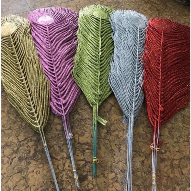 lông công dài 40cm trang trí oản tài lộc, tháp bánh, giỏ quà tết