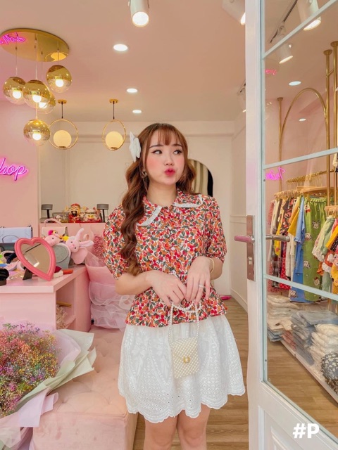 Set bộ nữ , Sét áo hoa chân váy phối ren Siêu Xinh (Ảnh thật +video)