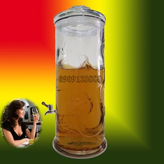 Bình ngâm rượu thủy tinh trụ rồng 8 lít có vòi