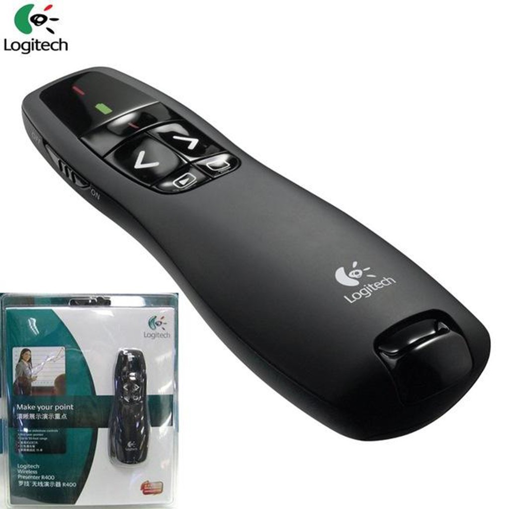 Bút trình chiếu Logitech R400 - Phạm vi sử dụng lên đến 15 mét - Bảo hành 12 tháng - Cam kết lỗi 1 đổi 1