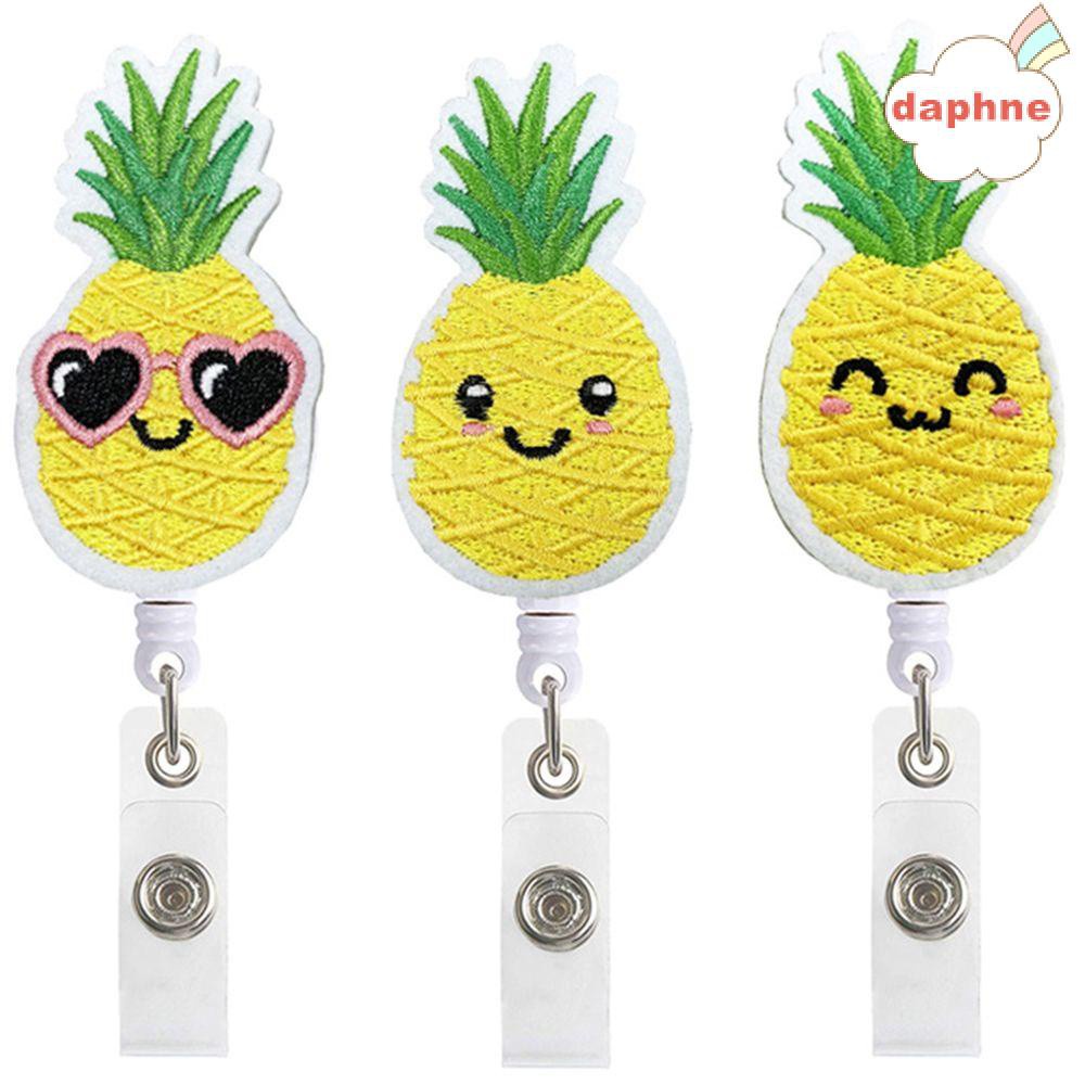 DAPHNE Outdoor Pineapple Badge Clip 360 Degree Rotation Nameplate Rack Adjustable Alligator Clip Office Worker Felt Reel Badge Holder