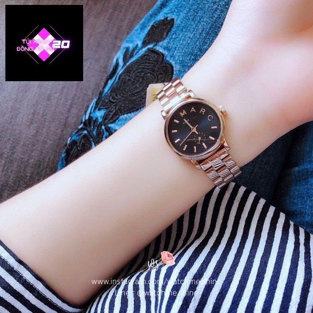Đồng hồ đôi nam nữ Marc Jacobs Baker Rose Gold Watch MBM3332 28mm &amp; MBM3330 36mm. 5ATM.