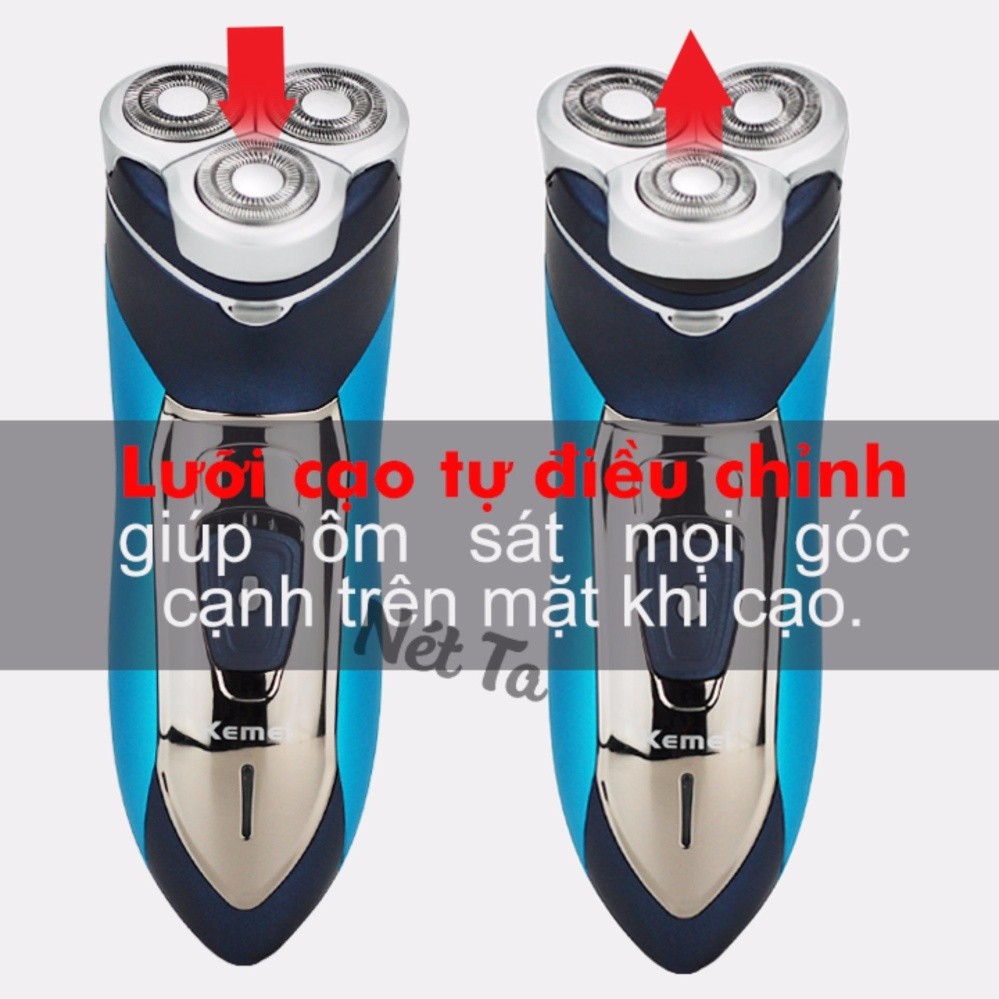 Máy cạo râu cao cấp Kemei 7390 (Màu xanh)