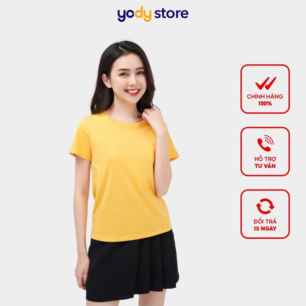 Áo thun nữ YODY Premium trơn, nhiều màu, vải cotton mát mẻ TSN5346