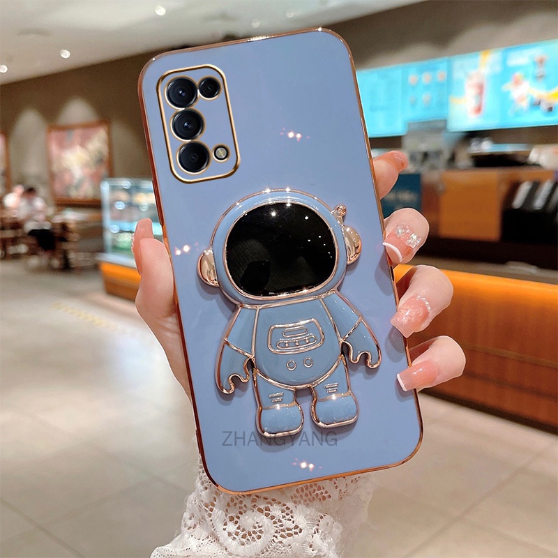 ốp lưng oppo reno 4 reno 5 reno 4 pro reno 5 pro TPU Mạ điện 3D Phi hành gia có chân đế ốp điện thoại oppo reno 4 reno 5 reno 4 pro reno 5 propro
