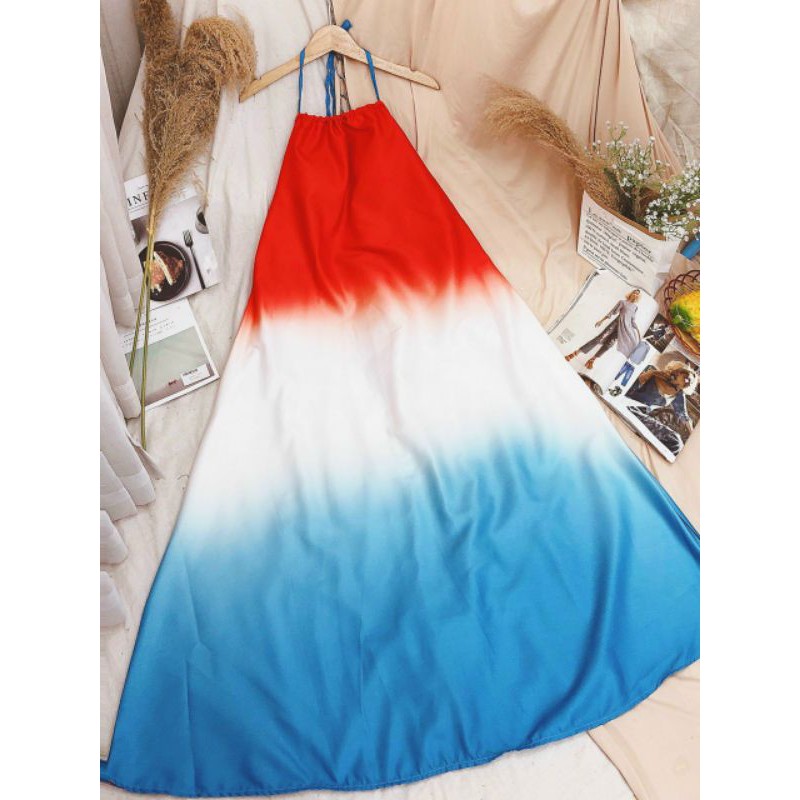 Đầm maxi loang màu cổ yếm - 203 | BigBuy360 - bigbuy360.vn