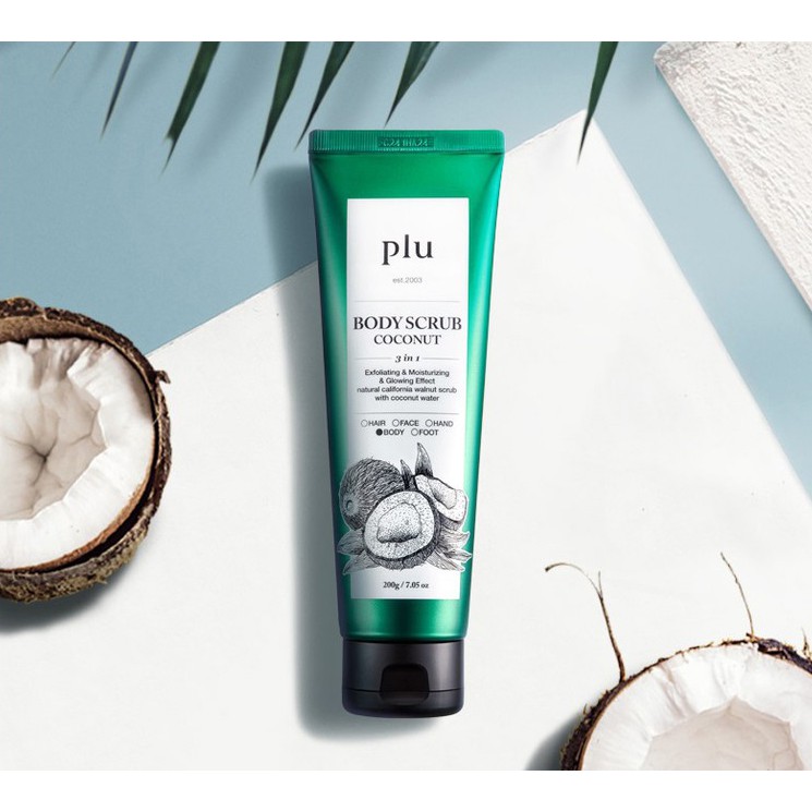 Tẩy Tế Bào Chết Plu Body Scrub Coconut Toàn Thân Tinh Chất Dừa 200g