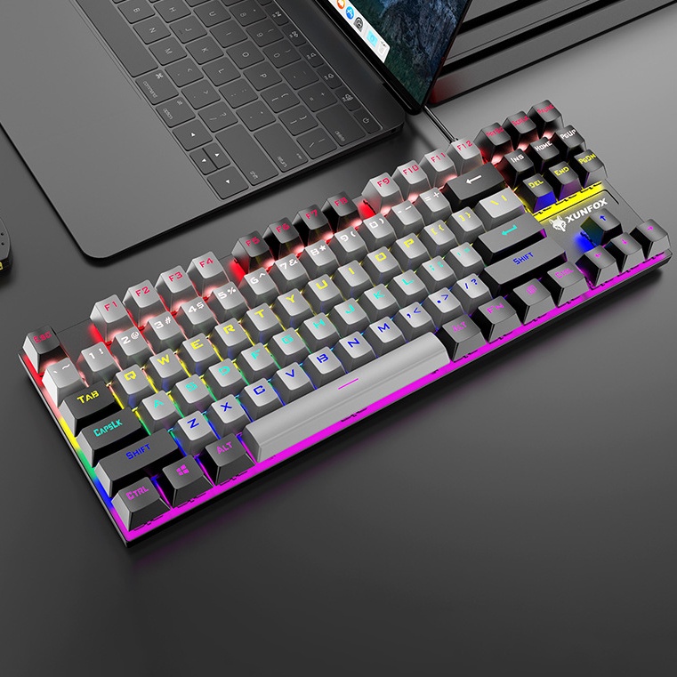 Bàn Phím Cơ Hyun Silver Fox K80 Bản Nâng Cấp, Bàn Phím Máy Tính Có Dây 87 Phím Nhỏ Gọn 9 Chế Độ Led Dành Cho Máy Tính