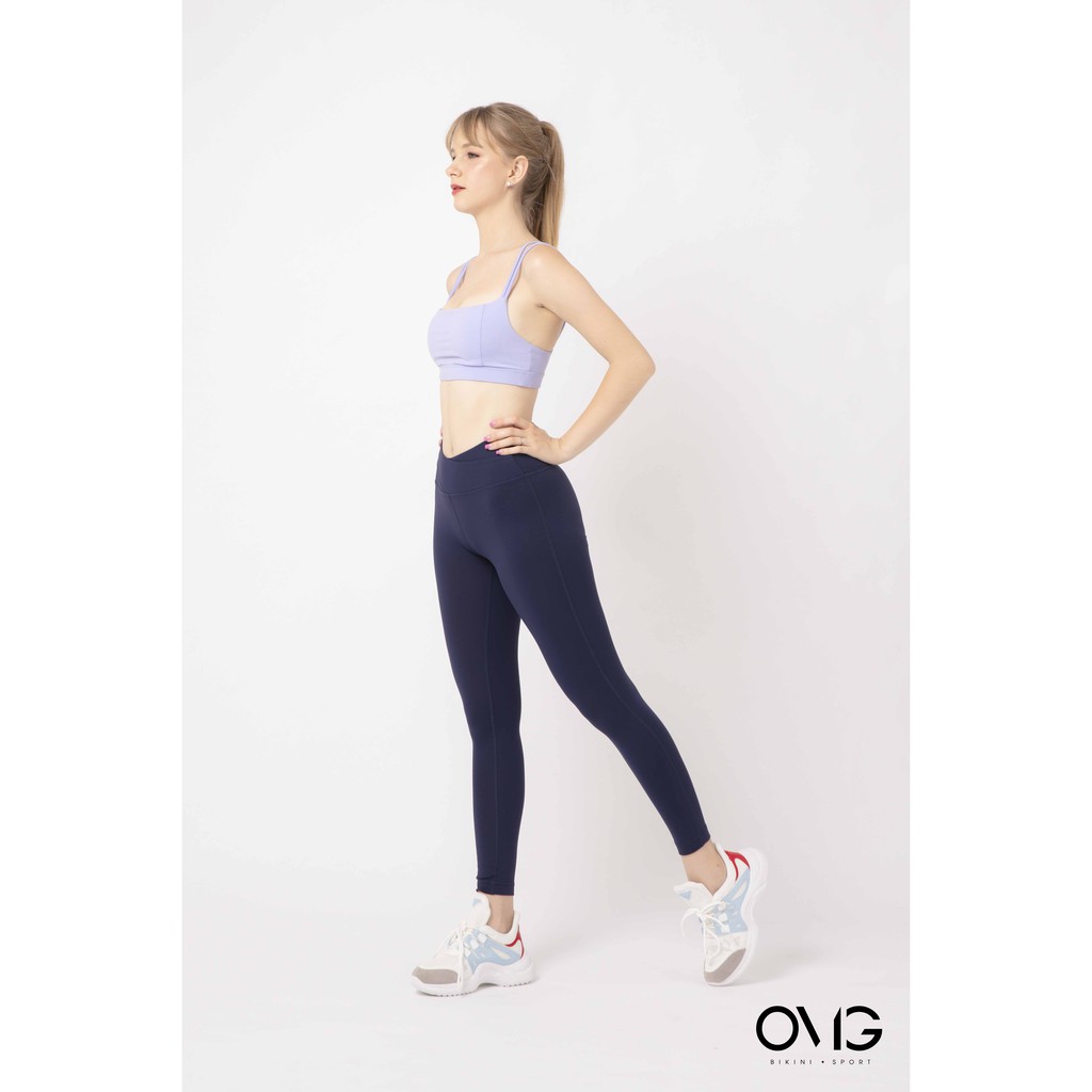 Quần tập Gym, Yoga Nữ BIKINI PASSPORT kiểu dài chéo lưng - màu Xanh navy - BG078_NV