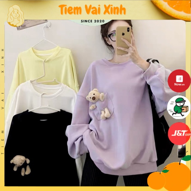 Áo Sweater Nỉ  [Tiệm Vải Xinh]  Áo Nỉ Gấu Teddy - Hàng Quảng Châu AN101