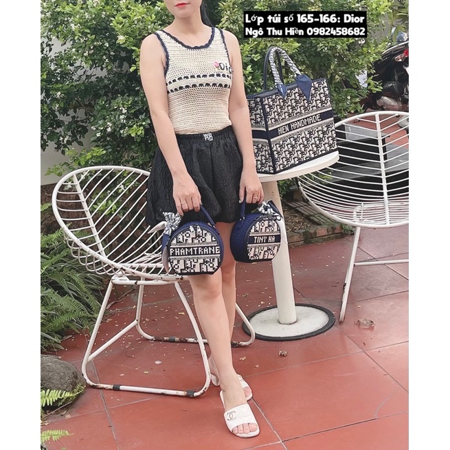 Túi Dior Trống Móc tay Handmade size 18cm